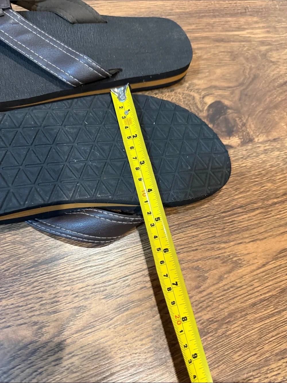 Men's Black Flip Flops with Brown Straps